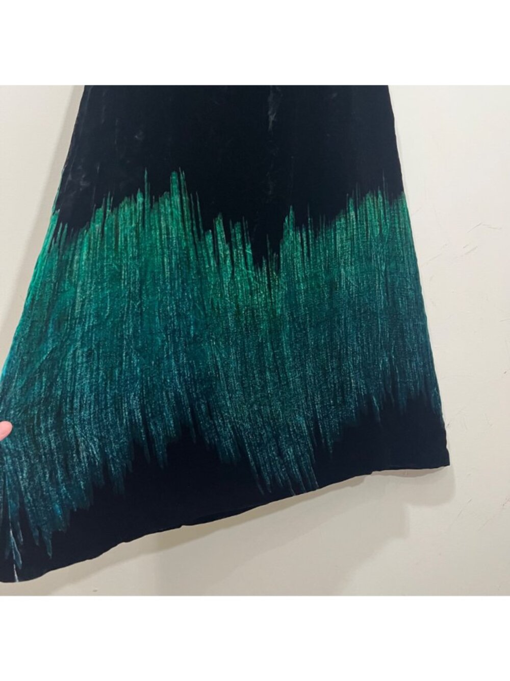 Vtg Giorgio Armani 90s Blue-Green Ombré Silk Velvet Runway Maxi Skirt XL EU 42 - Picture 6 of 15